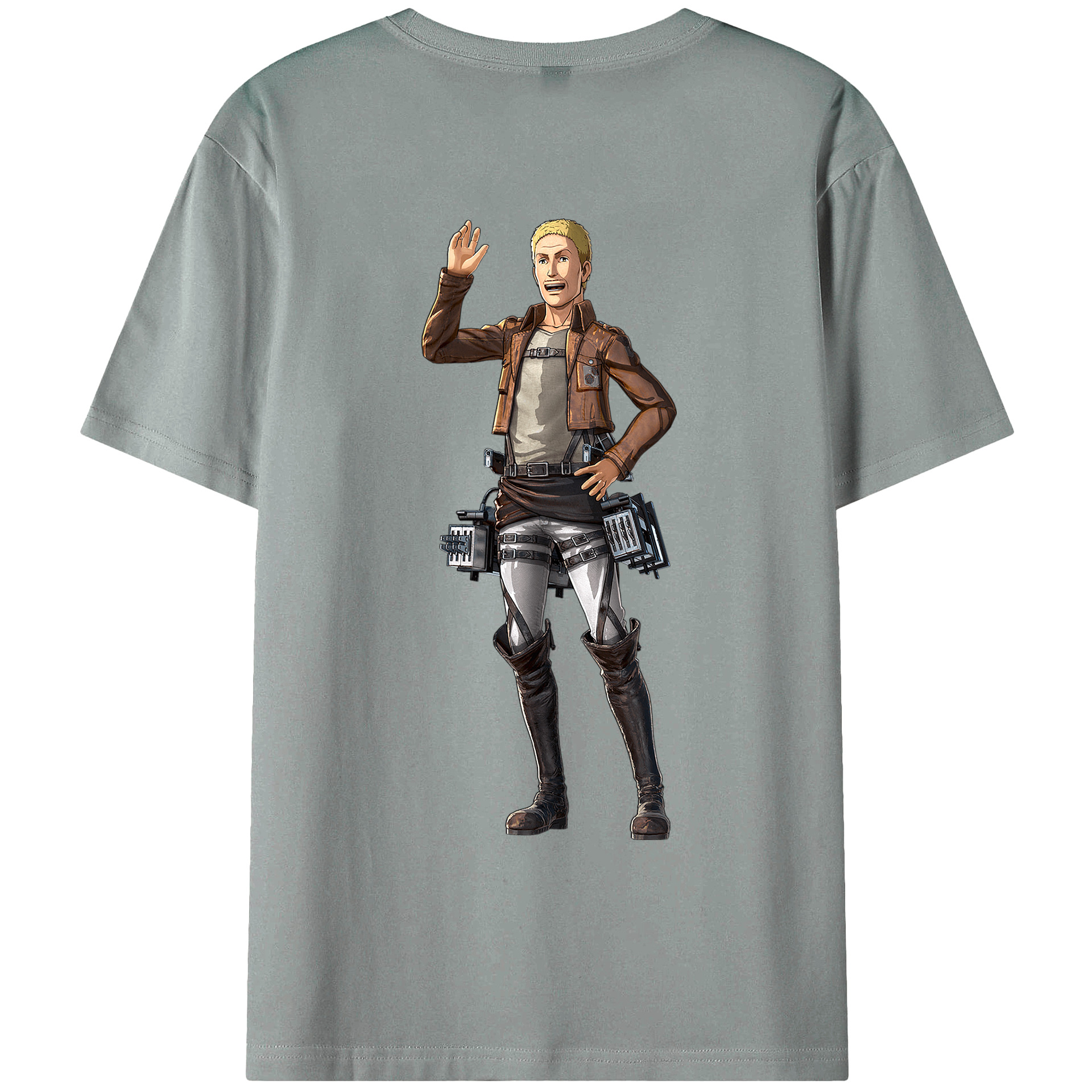 （画像用） 進撃の巨人 ハンネス Attack on Titan Hannes 綿100％ メンズ半袖Tシャツ（バックプリント） 通気性